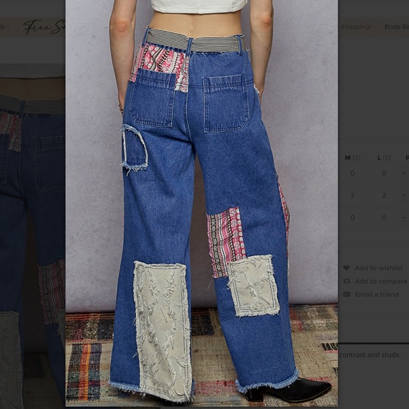 POL “ Alexia “ POL Denim Pants with Printed Contrast and Stud Detail 34 - Picture 7 of 12